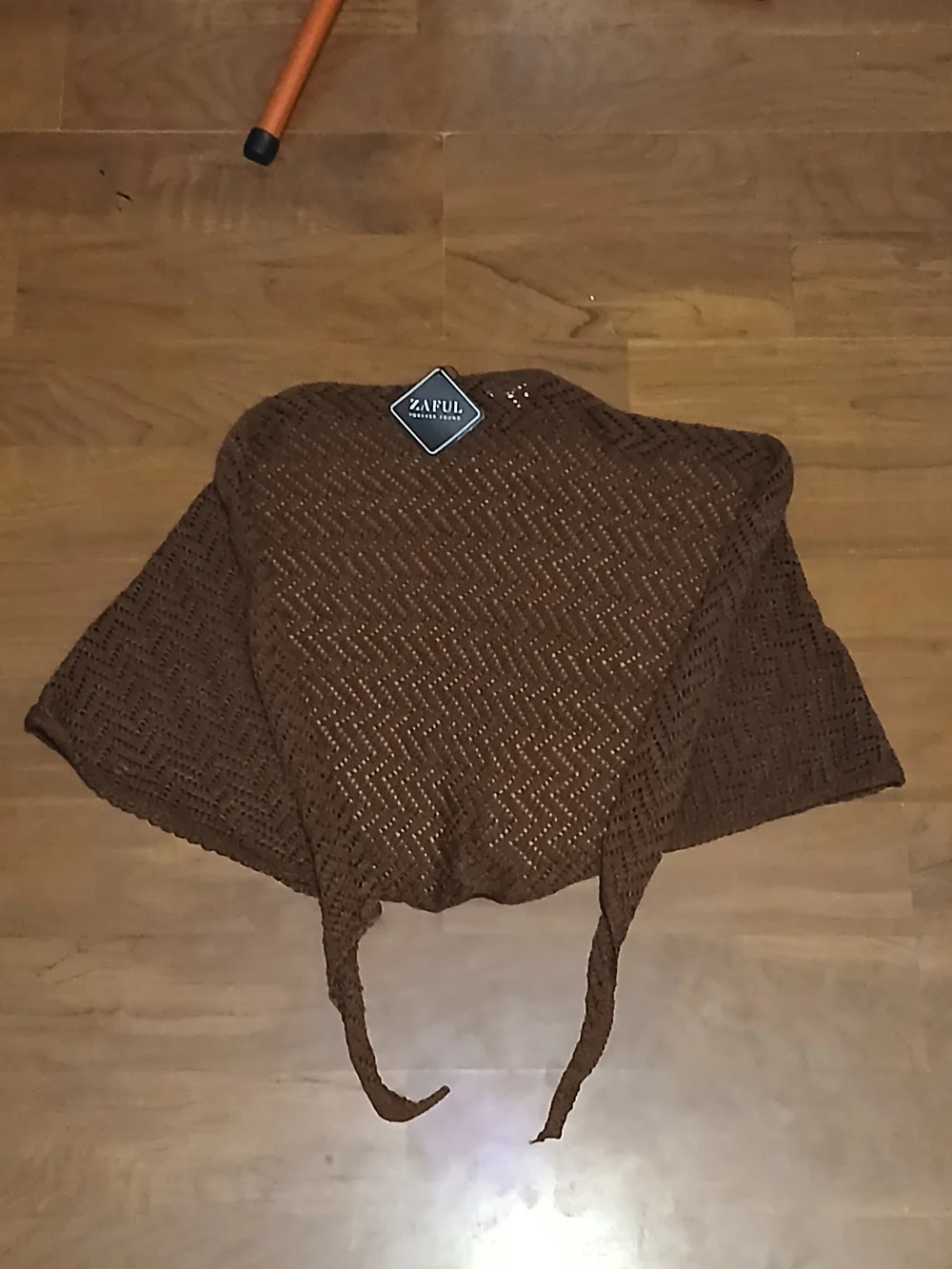 Zaful Brown Open-Knit Tie-Front Poncho Scarf